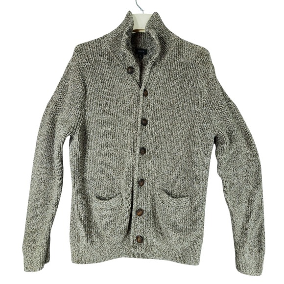 J Crew Cardigan Sweater sz L Men Dadcore Shawl Collar Cotton Knit Grandpa Preppy - Picture 1 of 12
